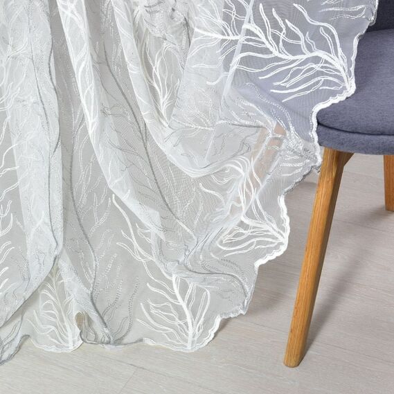 Тюль фатин с вышивкой Дубрава V-05 сіра, фото 4 Тюль фатин с вышивкой Дубрава V-05 сіра, фото 4