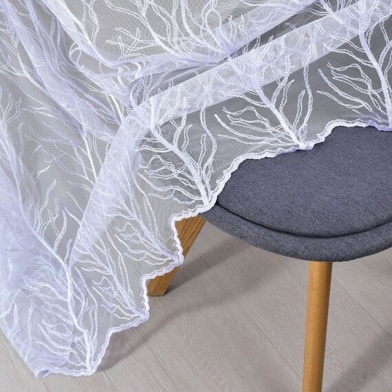 Тюль фатин з вишивкою Дубрава V-04 біла, фото 1 Тюль фатин з вишивкою Дубрава V-04 біла, фото 1