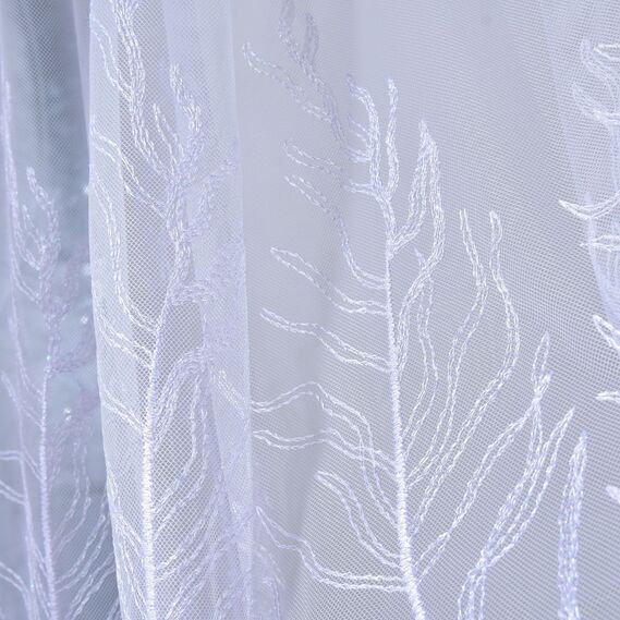Тюль фатин з вишивкою Дубрава V-04 біла, фото 2 Тюль фатин з вишивкою Дубрава V-04 біла, фото 2