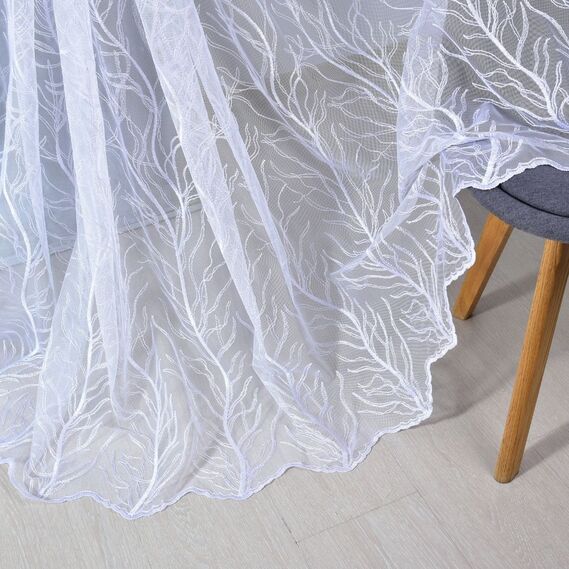 Тюль фатин з вишивкою Дубрава V-04 біла, фото 3 Тюль фатин з вишивкою Дубрава V-04 біла, фото 3