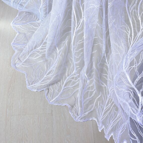 Тюль фатин з вишивкою Дубрава V-04 біла, фото 4 Тюль фатин з вишивкою Дубрава V-04 біла, фото 4