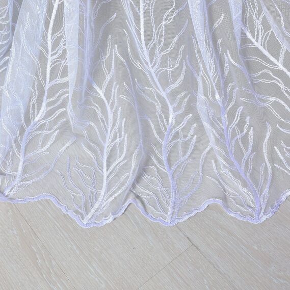 Тюль фатин з вишивкою Дубрава V-04 біла, фото 5 Тюль фатин з вишивкою Дубрава V-04 біла, фото 5