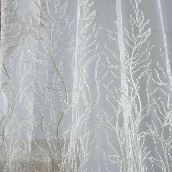 Тюль фатин с вышивкой Дубрава V-03 золото, фото 4 Тюль фатин с вышивкой Дубрава V-03 золото, фото 4
