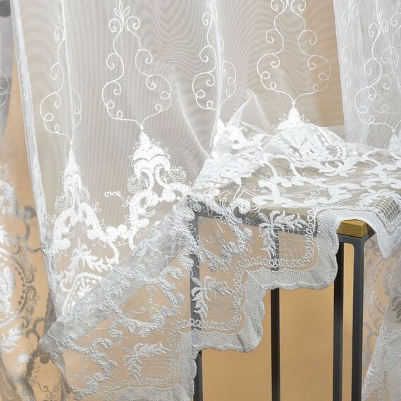 Тюль фатин с вышивкой Dans V-1304 молоко, фото 4