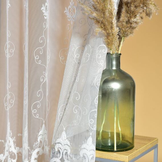 Тюль фатин с вышивкой Dans V-1304 молоко, фото 5