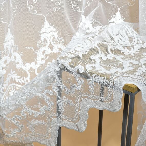 Тюль фатин с вышивкой Dans V-1304 молоко, фото 6