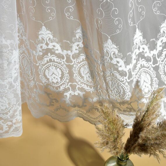 Тюль фатин с вышивкой Dans V-1304 молоко, фото 7