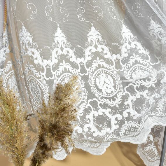 Тюль фатин с вышивкой Dans V-1304 молоко, фото 8