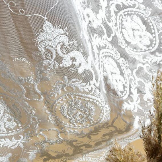 Тюль фатин с вышивкой Dans V-1304 молоко, фото 9