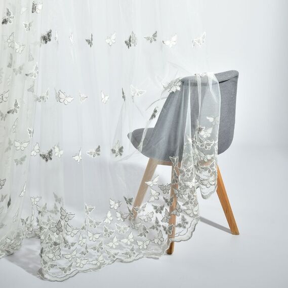 Тюль сетка с вышивкой Fly V-сіра, фото 2 Тюль сетка с вышивкой Fly V-сіра, фото 2