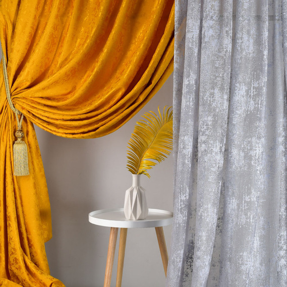 Тканина портьєрна однотонна Shinil V-17 гірчиця, фото 3