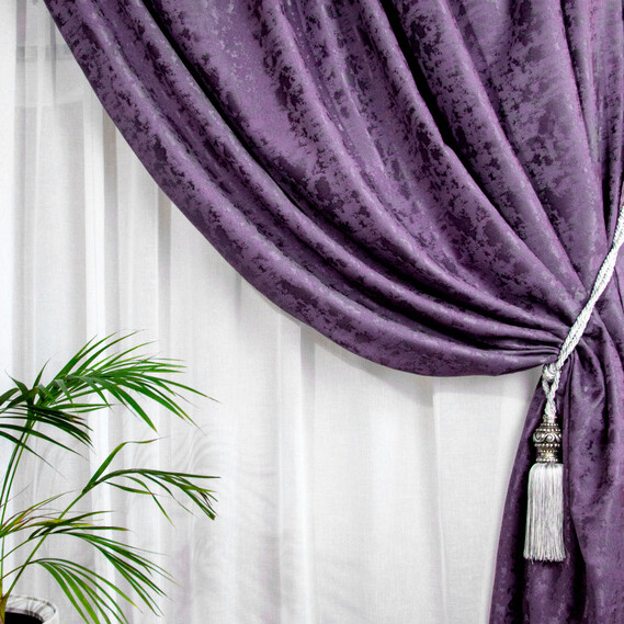 Ткань портьерная однотонная Shinil V-19 лілова, фото 1