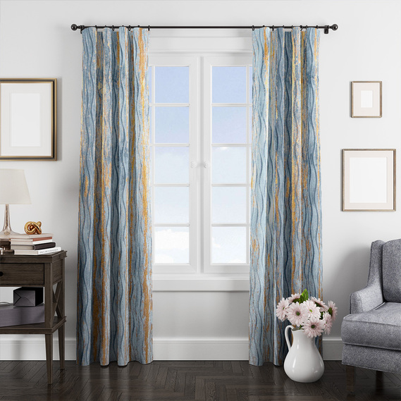 Ткань портьерная однотонная Бархат Kora V-2 синій, фото 2