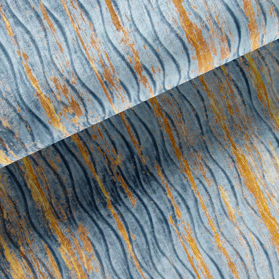 Ткань портьерная однотонная Бархат Kora V-2 синій, фото 3