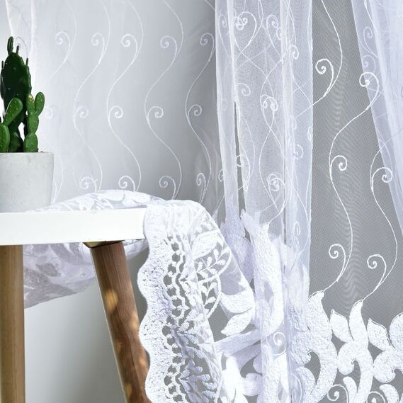 Тюль сетка  вышивкой Floristika біла, фото 1 Тюль сетка  вышивкой Floristika біла, фото 1