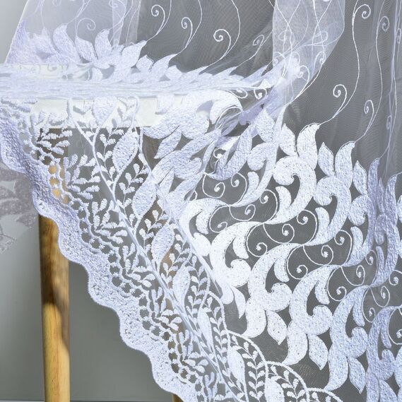 Тюль сетка  вышивкой Floristika біла, фото 3 Тюль сетка  вышивкой Floristika біла, фото 3