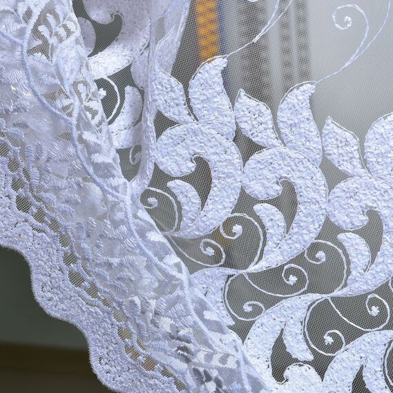 Тюль сетка  вышивкой Floristika біла, фото 4 Тюль сетка  вышивкой Floristika біла, фото 4