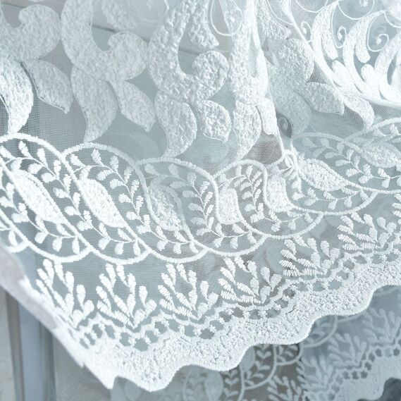 Тюль сітка з вишивкою Floristika молоко, фото 3 Тюль сітка з вишивкою Floristika молоко, фото 3