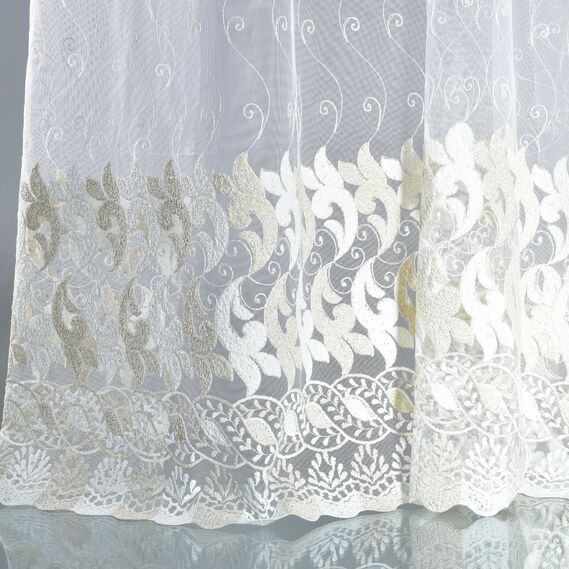 Тюль сітка з вишивкою Floristika золото, фото 5 Тюль сітка з вишивкою Floristika золото, фото 5