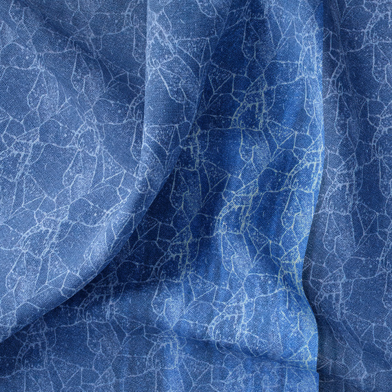 Тканина портьєрна жакардова Павутиння V-30476 синя, фото 1