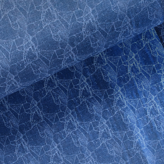 Тканина портьєрна жакардова Павутиння V-30476 синя, фото 2