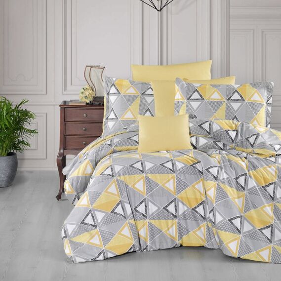 Тканина бязь ранфорс для постільної білизни 2,4 м V-8 23361 1 абстракція жовто сіра, Геометрія, фото 1