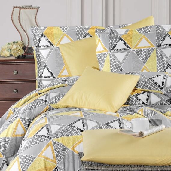 Тканина бязь ранфорс для постільної білизни 2,4 м V-8 23361 1 абстракція жовто сіра, Геометрія, фото 2