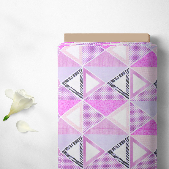 Тканина бязь ранфорс для постільної білизни 2,4 м V-8 23361 9 абстракція лілова пудра, Геометрія, фото 2