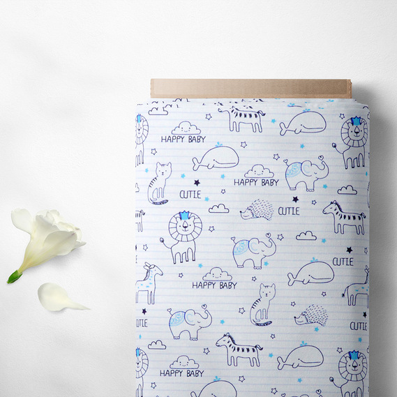 Тканина бязь ранфорс для постільної білизни 2,4 м V-3 24149 5 Happy Baby блакитна, Дитячий, фото 2