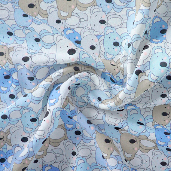 Тканина бязь ранфорс для постільної білизни 2,4 м V-9 23835 9 Коали блакитно сіра, Дитячий, фото 1