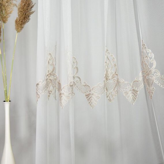 Тюль фатин з вишивкою Джудіт V-205 лате, фото 2 Тюль фатин з вишивкою Джудіт V-205 лате, фото 2