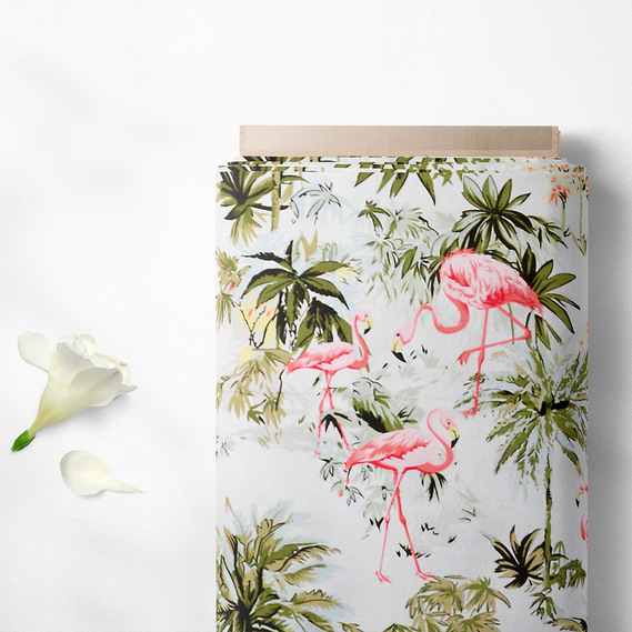 Calico fabric 2.4 Selonya V-12 23961 1 фламінго зелена, фото 2