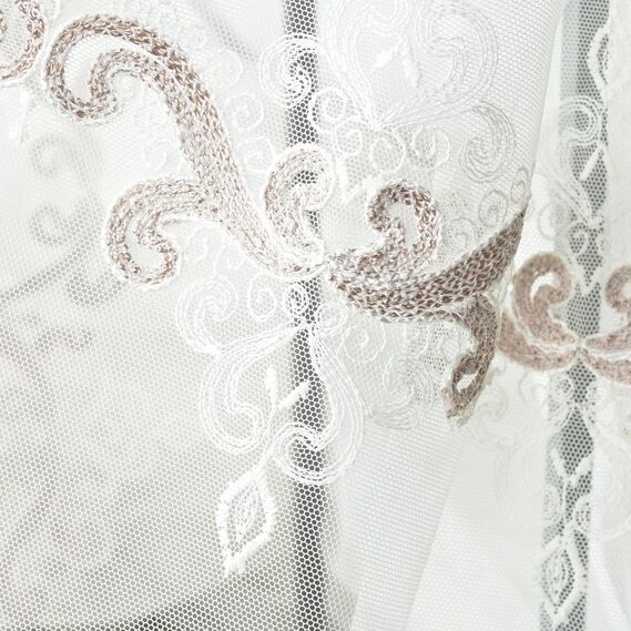 Тюль фатин с вышивкой Медера V-209 візон, фото 2 Тюль фатин с вышивкой Медера V-209 візон, фото 2