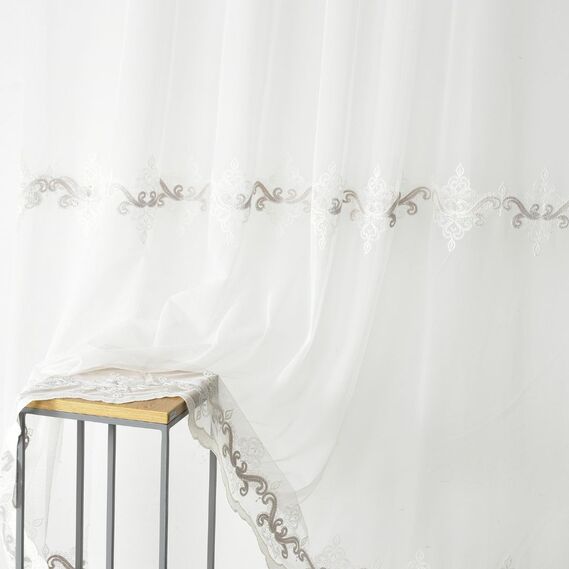 Тюль фатин с вышивкой Медера V-209 візон, фото 5 Тюль фатин с вышивкой Медера V-209 візон, фото 5