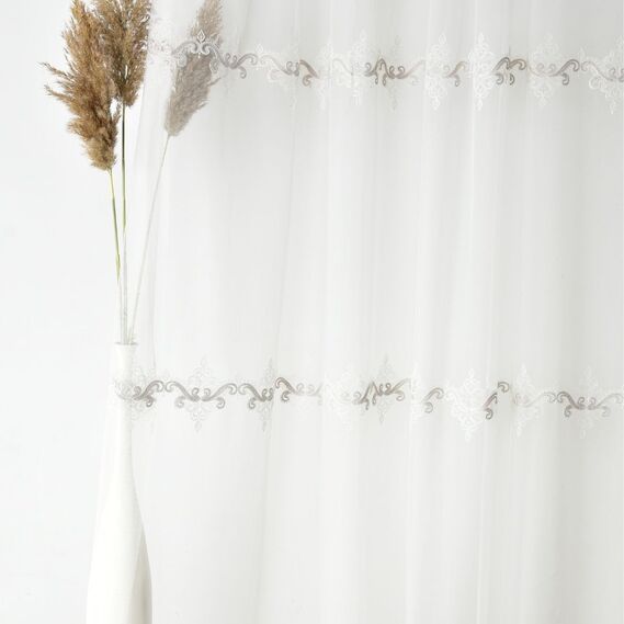 Тюль фатин с вышивкой Медера V-209 візон, фото 6 Тюль фатин с вышивкой Медера V-209 візон, фото 6