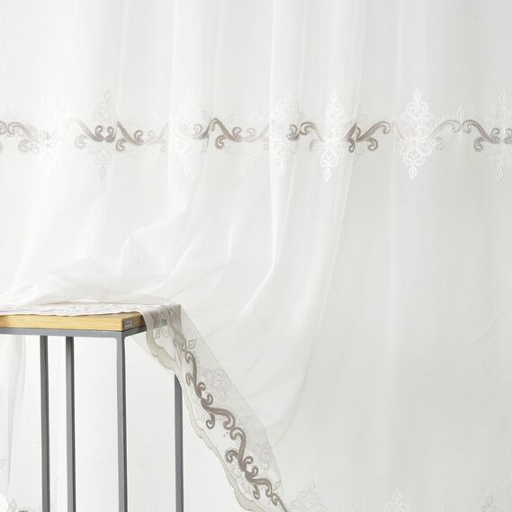 Тюль фатин с вышивкой Медера V-209 візон, фото 7 Тюль фатин с вышивкой Медера V-209 візон, фото 7