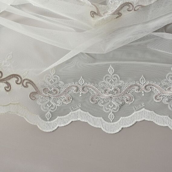 Тюль фатин с вышивкой Медера V-209 візон, фото 8 Тюль фатин с вышивкой Медера V-209 візон, фото 8