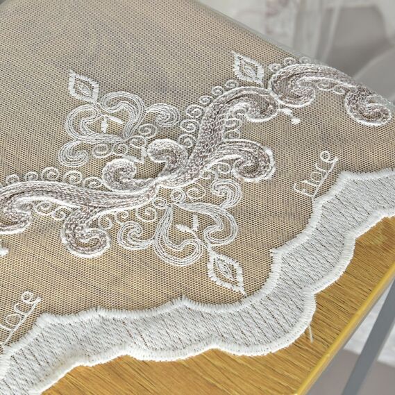 Тюль фатин с вышивкой Медера V-209 візон, фото 9 Тюль фатин с вышивкой Медера V-209 візон, фото 9