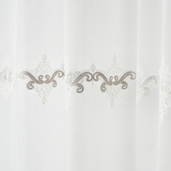 Тюль фатин с вышивкой Медера V-209 візон, фото 10 Тюль фатин с вышивкой Медера V-209 візон, фото 10