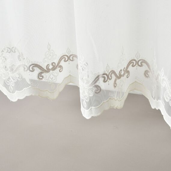 Тюль фатин с вышивкой Медера V-209 візон, фото 11 Тюль фатин с вышивкой Медера V-209 візон, фото 11