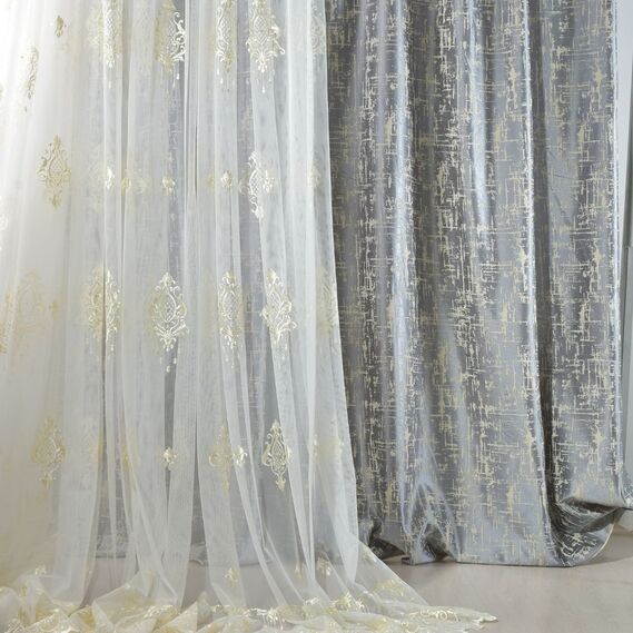 Тюль фатин с вышивкой Византия V-8 золото, фото 3 Тюль фатин с вышивкой Византия V-8 золото, фото 3