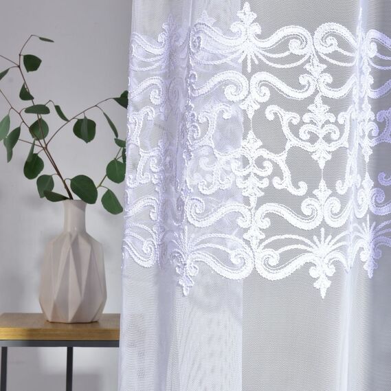 Тюль фатин з вишивкою Пріора V-біла, фото 1 Тюль фатин з вишивкою Пріора V-біла, фото 1