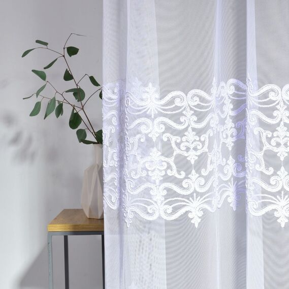 Тюль фатин з вишивкою Пріора V-біла, фото 6 Тюль фатин з вишивкою Пріора V-біла, фото 6