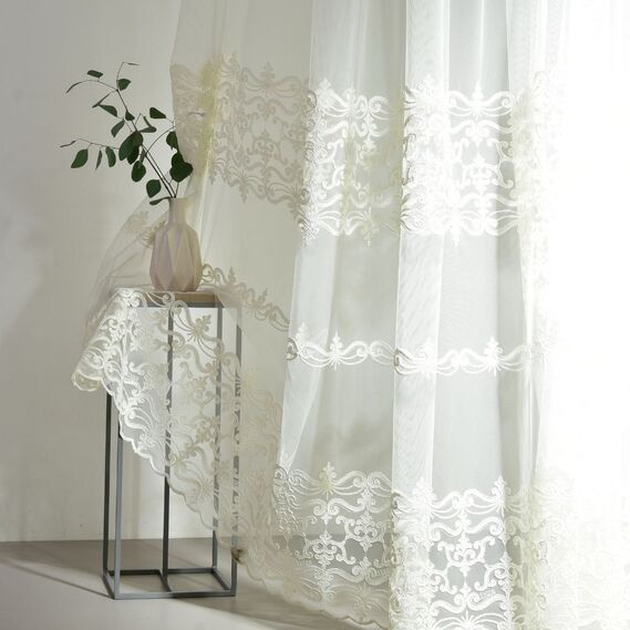 Тюль фатин з вишивкою Пріора V-крем , фото 3 Тюль фатин з вишивкою Пріора V-крем , фото 3