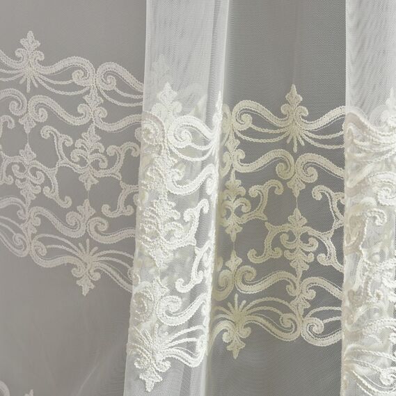 Тюль фатин з вишивкою Пріора V-крем , фото 6 Тюль фатин з вишивкою Пріора V-крем , фото 6