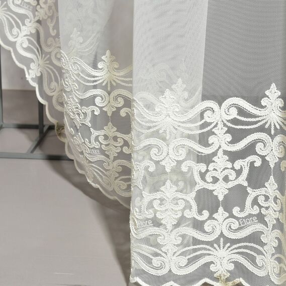 Тюль фатин з вишивкою Пріора V-крем , фото 7 Тюль фатин з вишивкою Пріора V-крем , фото 7