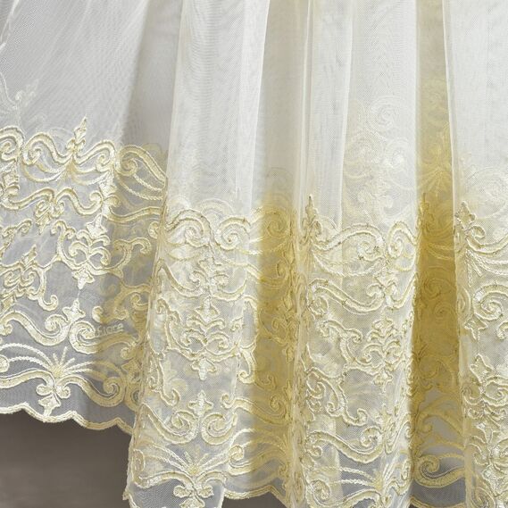 Тюль фатин с вышивкой Приора V-золото, фото 2 Тюль фатин с вышивкой Приора V-золото, фото 2