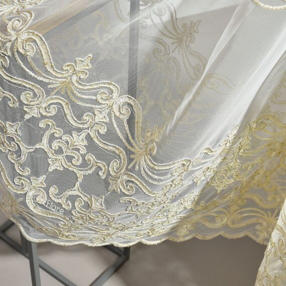 Тюль фатин с вышивкой Приора V-золото, фото 4