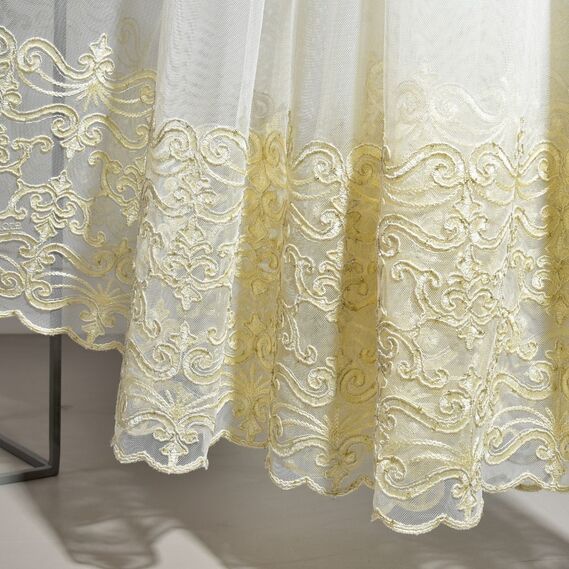 Тюль фатин с вышивкой Приора V-золото, фото 5
