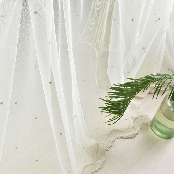 Тканина тюль фатин з вишивкою Nokta V-золото крем, фото 2 Тканина тюль фатин з вишивкою Nokta V-золото крем, фото 2